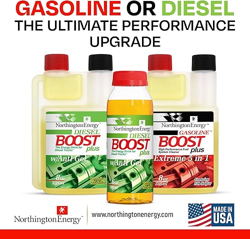 Vista 6 de Diesel Boost Plus 5 en 1 Aditivo para combustible diesel, limpia inyectores, restaura la lubricidad y MPG. La botella exprimible de 8 onzas trata