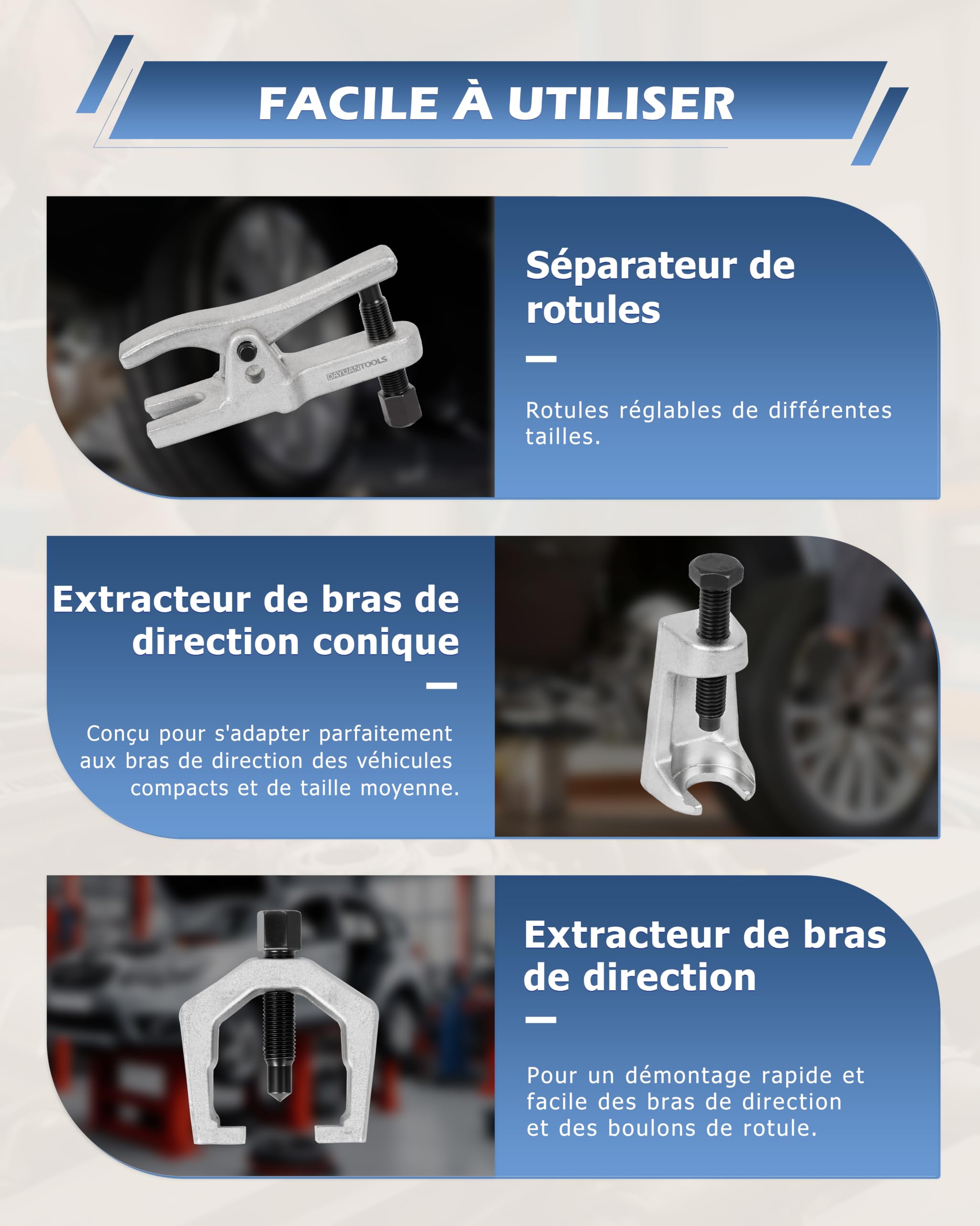 DAYUAN 5 pièces kit arrache rotule pour Triangle de Suspension Extracteur de rotule Universel