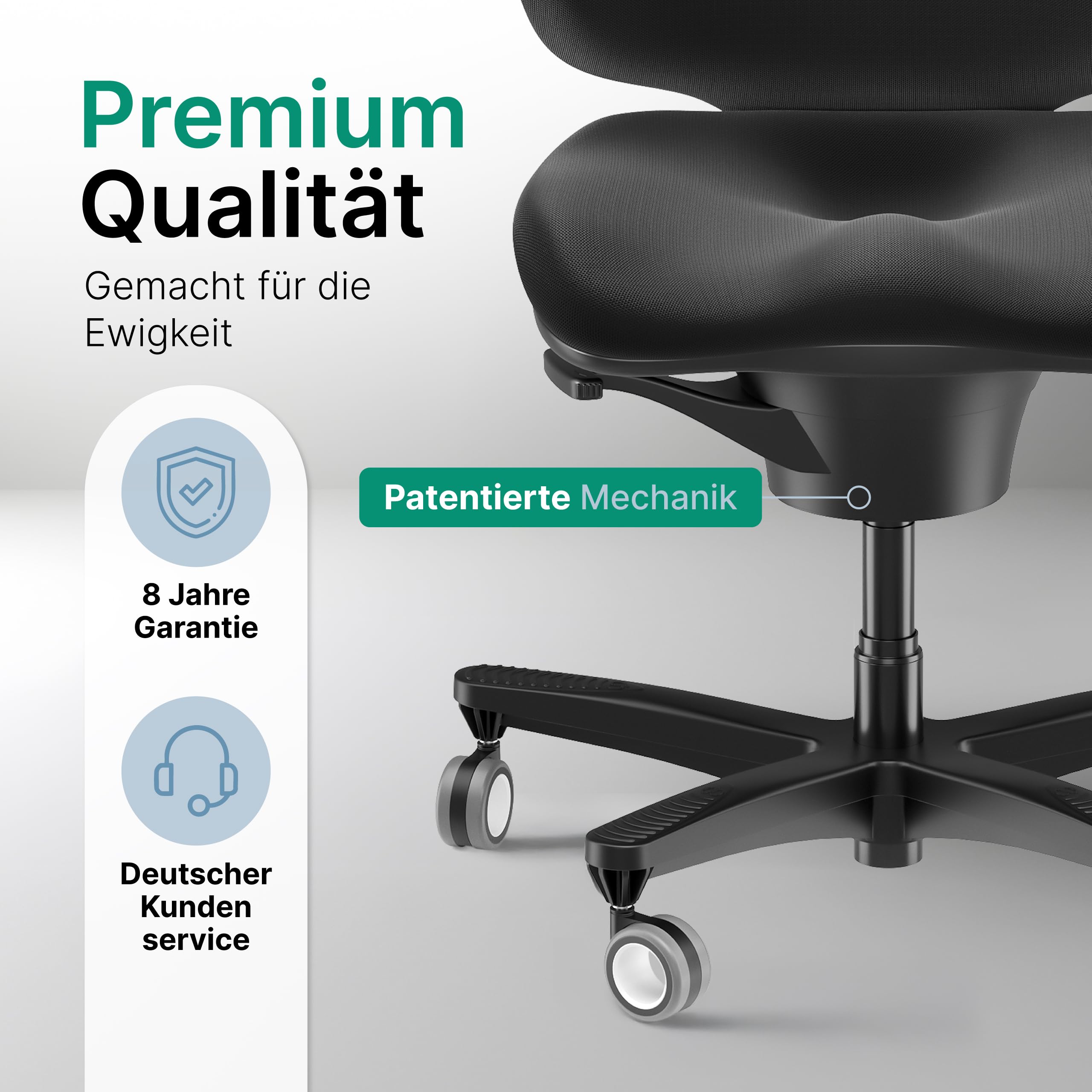 CoreChair Elite (Formstrick) Bürostuhl | Ergonomischer Bürostuhl mit bis zu 150kg Belastbarkeit. Orthopädischer Schreibtischstuhl mit 360° Beweglichkeit, Beckenstütze & Rückenlehne. (schwarz)