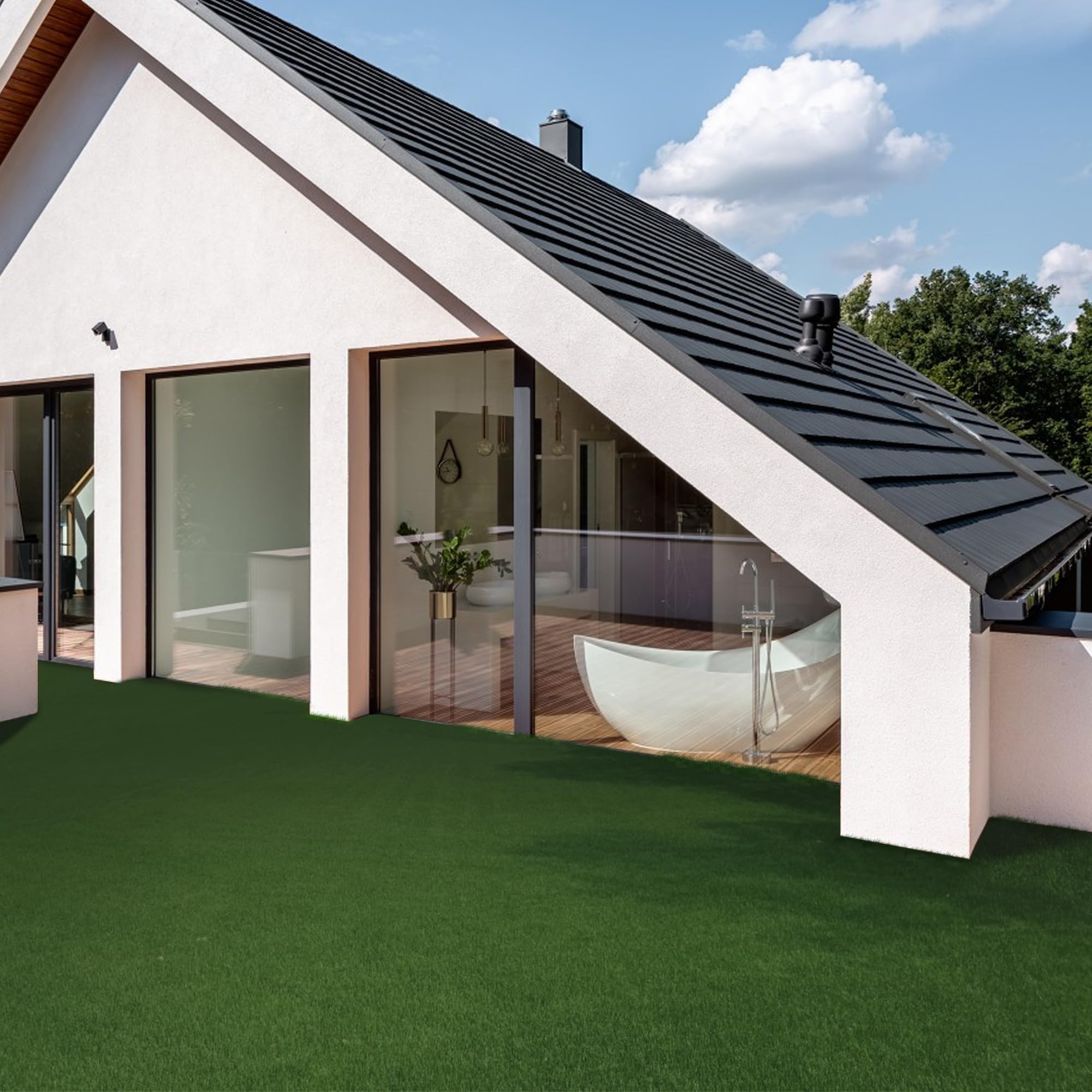 Nisorpa Kunstrasen 10x1m, Rasenteppich Outdoor 30 mm Höhe, Kunstrasenteppich Meterware Wasserdurchlässiger Kunstrasen Rolle Outdoor, Kunststoffrasen für Terrasse Balkon, Grün