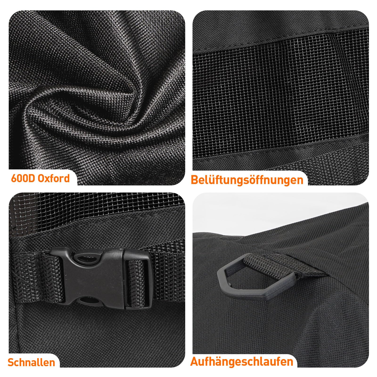 Copertura per barbecue 600D adatta per Napoleon Rogue 425/525 61427/61527, 155 x 64 x 125 cm, copertura di ricambio impermeabile e resistente ai raggi UV, antistrappo, per esterni, colore nero