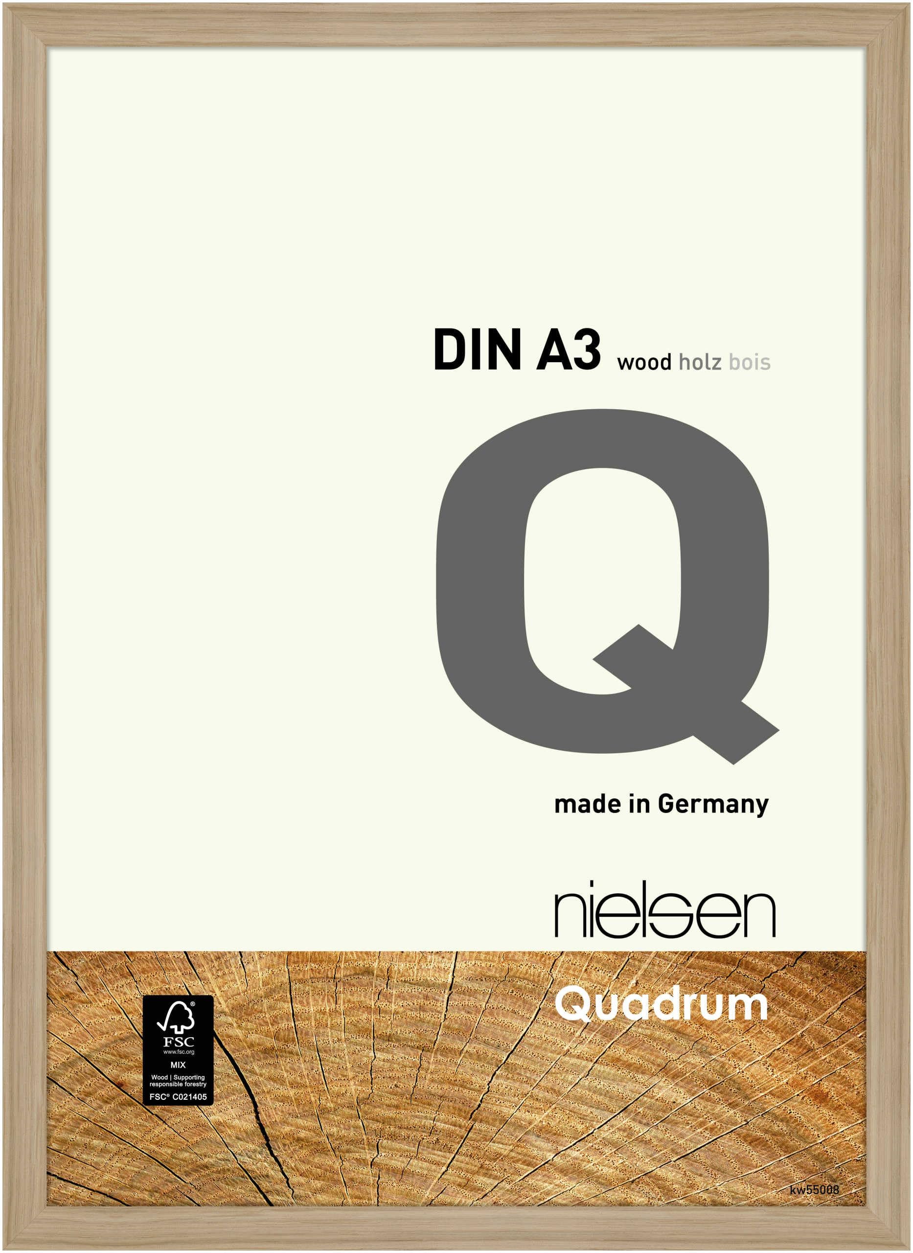 Nielsen Brown Quadrum Wooden Picture Frame - Oak Natural A3, 29.7X42cm - With Float Glass And Easy Push-Turn Clips - For Photos And Art