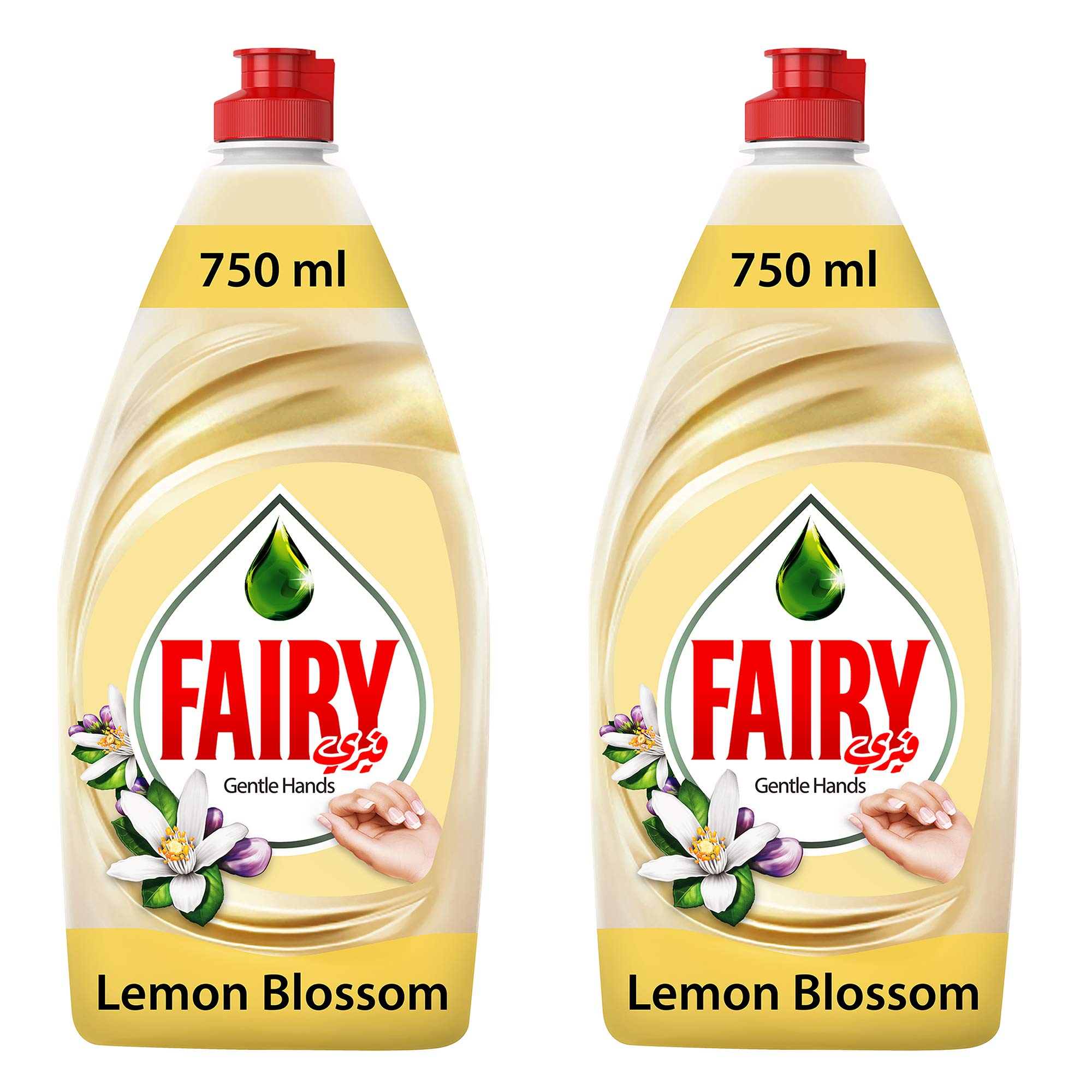 FairyGentle Hands Lemon Blossom Dishwashing Liquid Soap, 2 x 750 ml