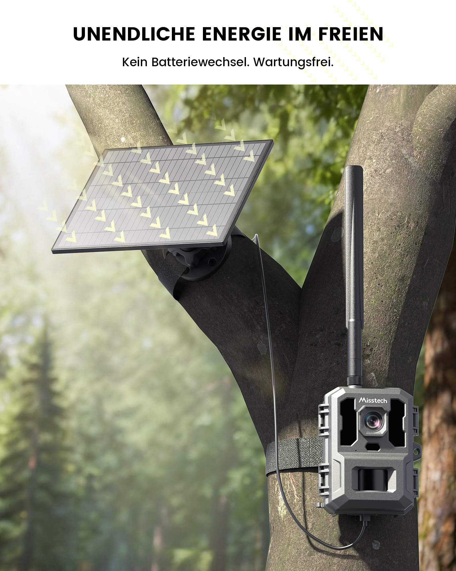 Misstech 4G LTE Wildkamera mit SIM Karte – 2K unsichtbare 940nm Nachtsicht