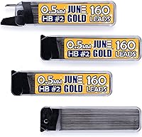 JuneGold 0.5mm HB #2 Mechanical Pencil Lead Refills, 640 Break-Resistant Pieces in 4 Dispensers, Smooth Writing for School & Office