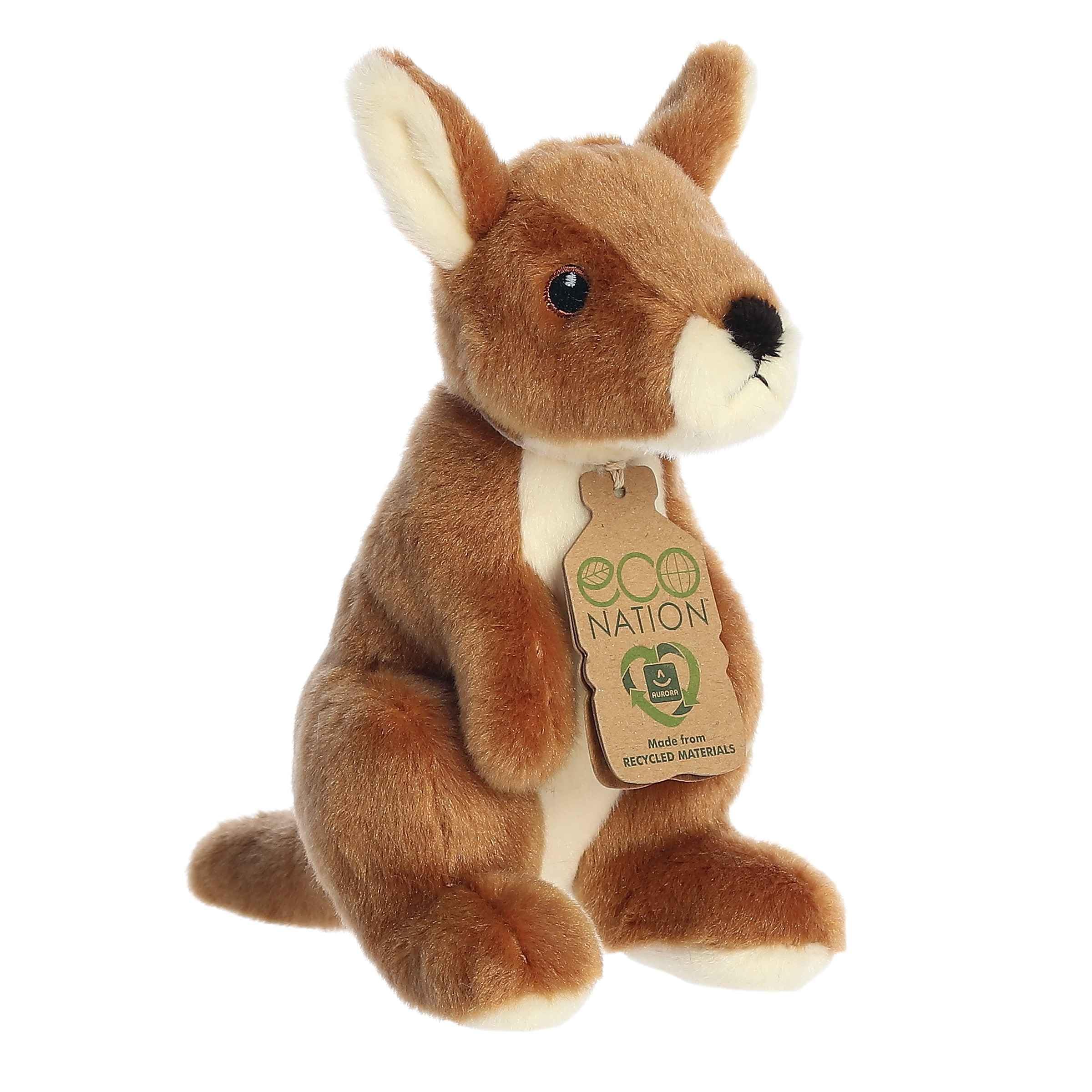 Responsibly Made Eco Nation™ Eco Softies™ Kangaroo Stuffed Animal - Ideal for Playtime Adventures - Perfect for Birthdays or Just Because - Brown 8 Inches