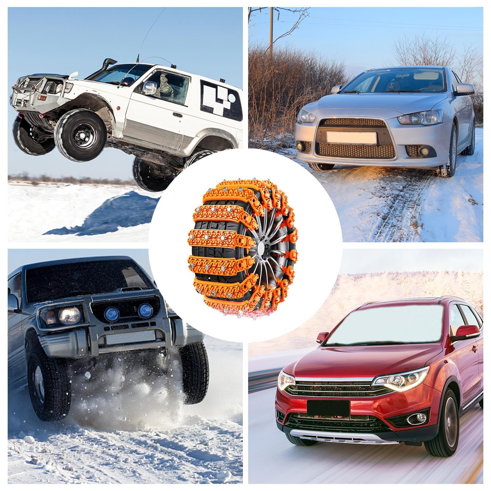 Chaînes Neige 10 Pièces pour Pneus - Chaînes Hiver Voiture Réutilisables, Portables, Universelles avec Design Anti-Dérapant Ajustable | Adaptées à la Plupart des Voitures et Camions (Longueur 86cm)