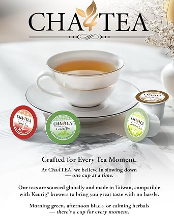 Cha4TEA 36-Count Assorted Black Tea Compatible with Keurig K-Cup Brewers | Black Tea, English Breakfast, Ginger, Earl Grey