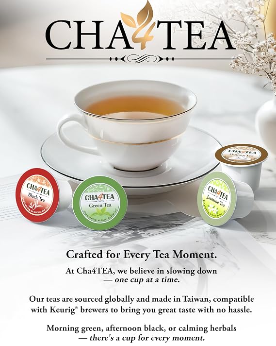 Cha4TEA 36-Count Assorted Black Tea Compatible with Keurig K-Cup Brewers | Black Tea, English Breakfast, Ginger, Earl Grey