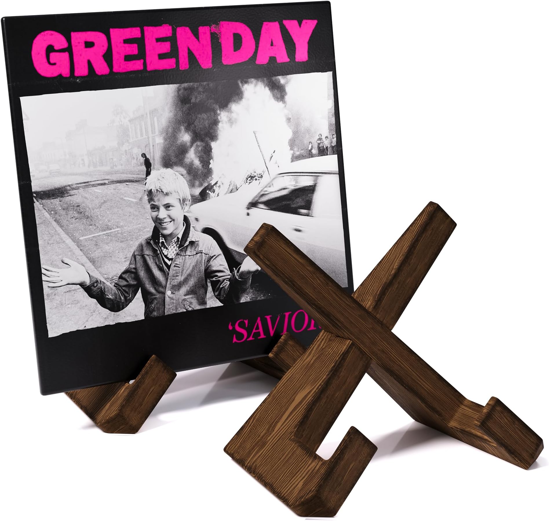 Now Playing Vinyl Record Stand, Premium Solid Wood Retro Brown Now Playing Record Holder, 1 Second Assemble Now Spinning Record Holder, Now Playing Record Stand for Vinyl Record, Photo Album