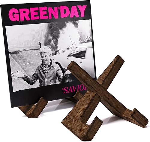 Miniatura 7 de Paquete de 2 soportes para discos de vinilo, pantalla de madera de primera calidad, soporte de montaje de 1 segundo, accesorio giratorio para discos