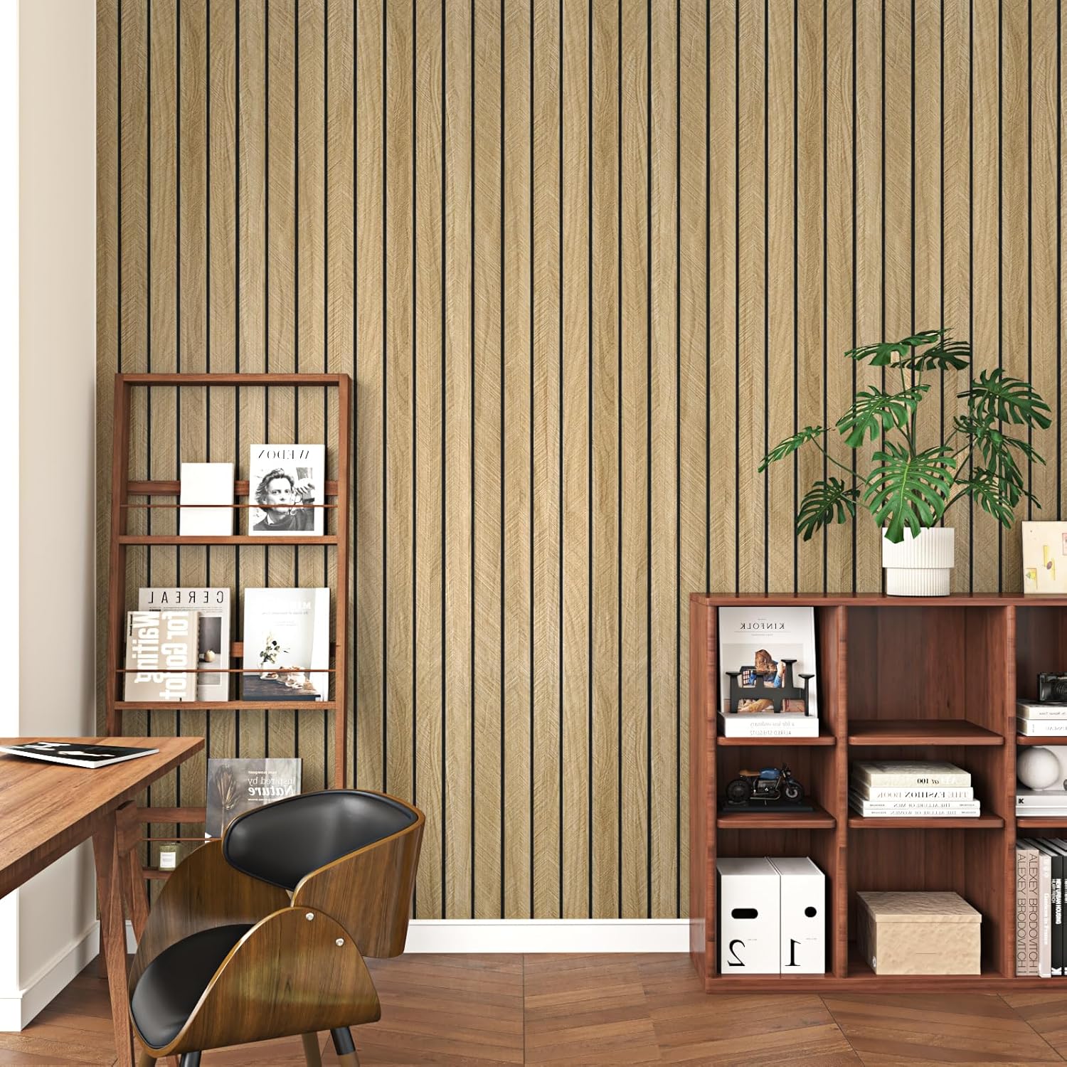 Wallercity Thick Brown Slats Wood Grain Wall Panels 11.7''x118'' Peel and Stick Sound Absorption 3D Wood Panels Vinyl Self Adhesive Waterproof Flexible Wooden Fence for Bedroom Living Room Wall Decor