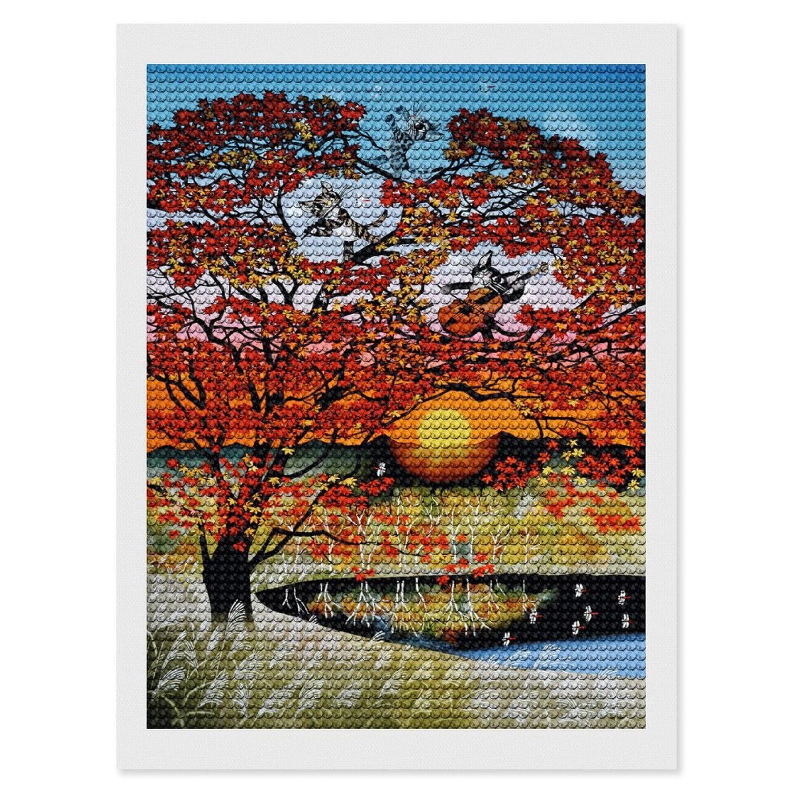 Amazon.co.jp: 藤城清治 紅葉と猫のシンフォニー ダイヤモンド画