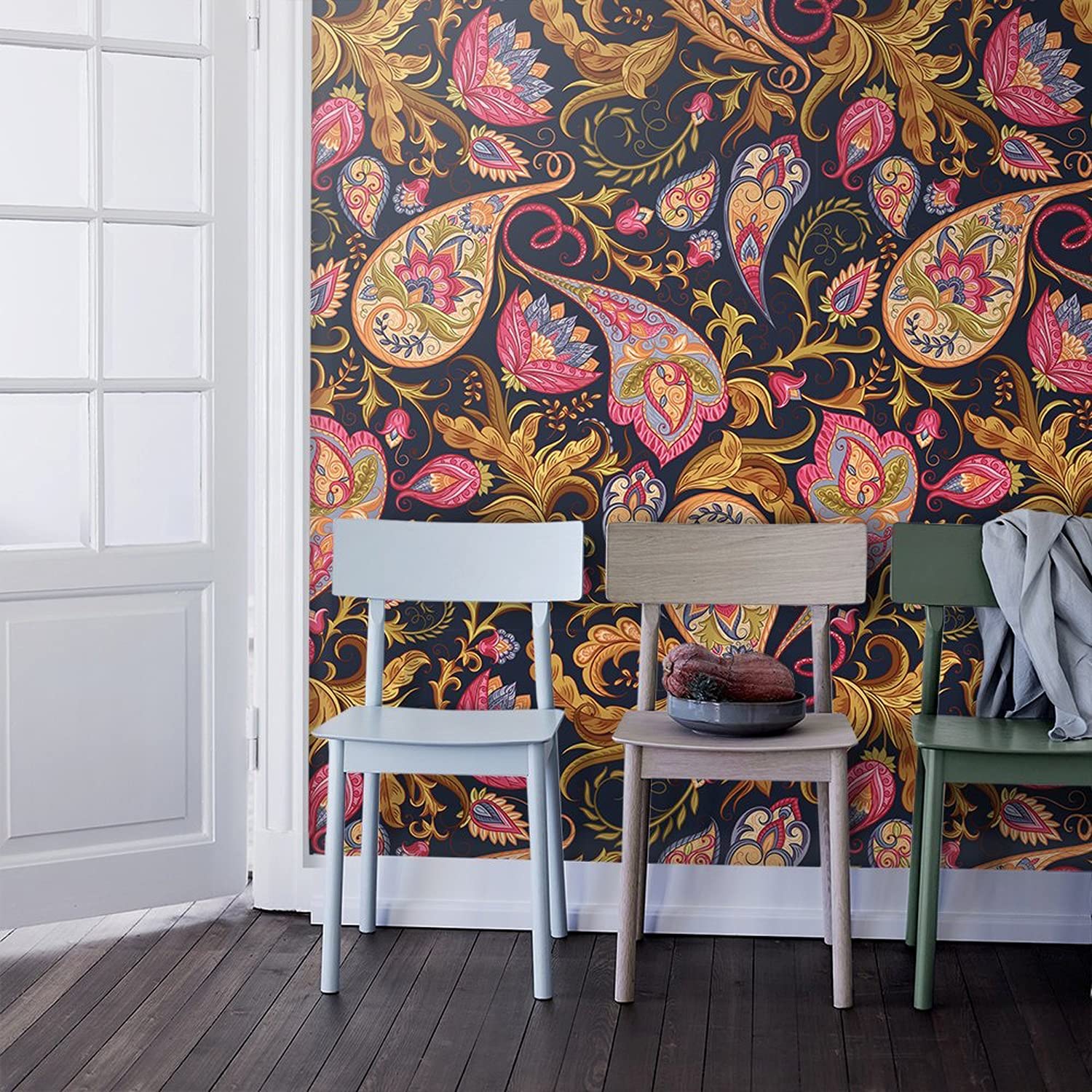 Papier Peint Tissu Intissé Paisley Coloray Revêtement Mural Premium