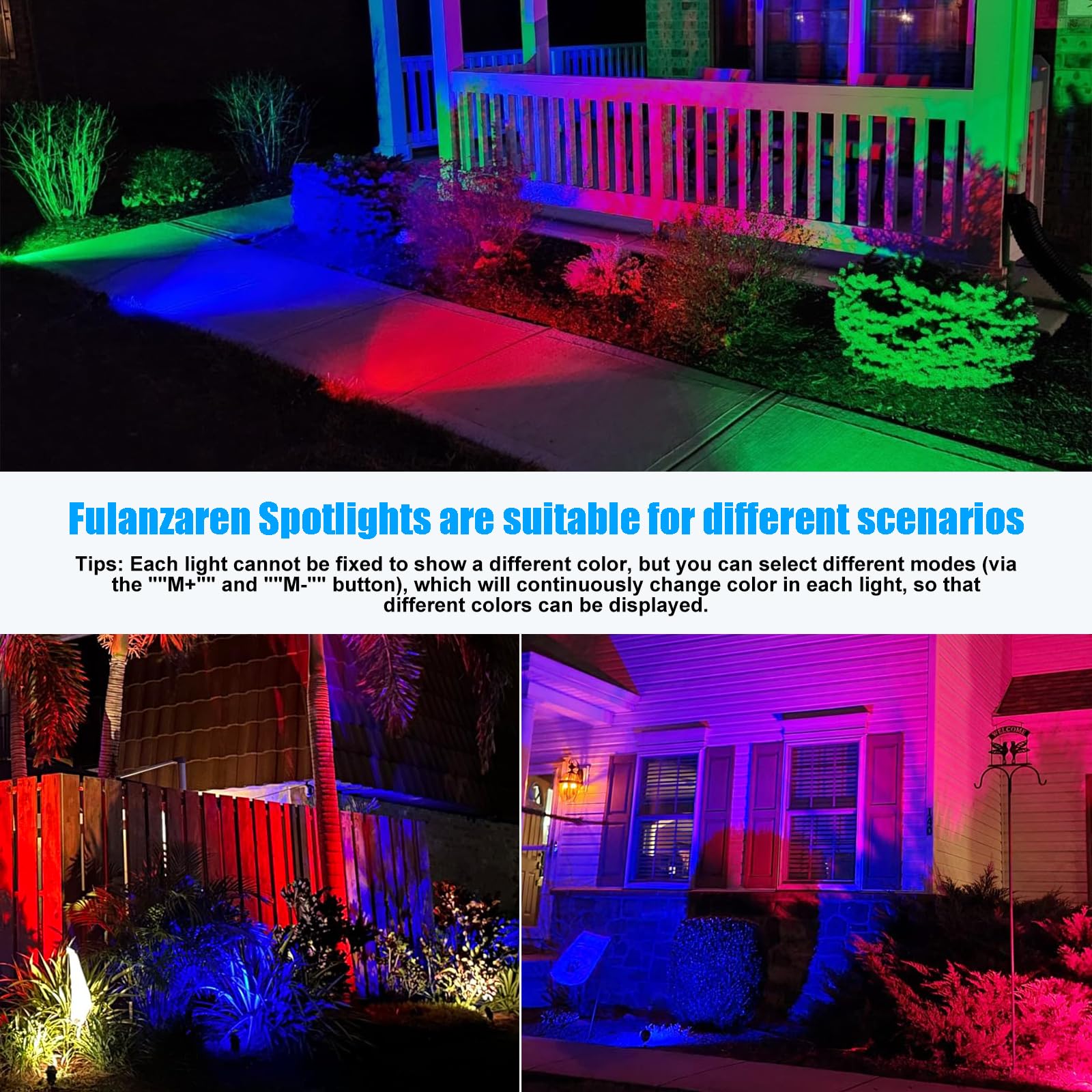 4 Pcs 20W LED RGB Outdoor Landscape Lighting with Remote
