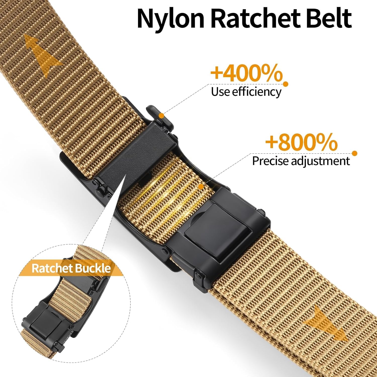 GAEKEAO Ratchet Belt for Men - No-Holes Adjustable Nylon Belt with Slide Buckle for Golf, Casual, Work & Travel Gift Boxed - Image 5