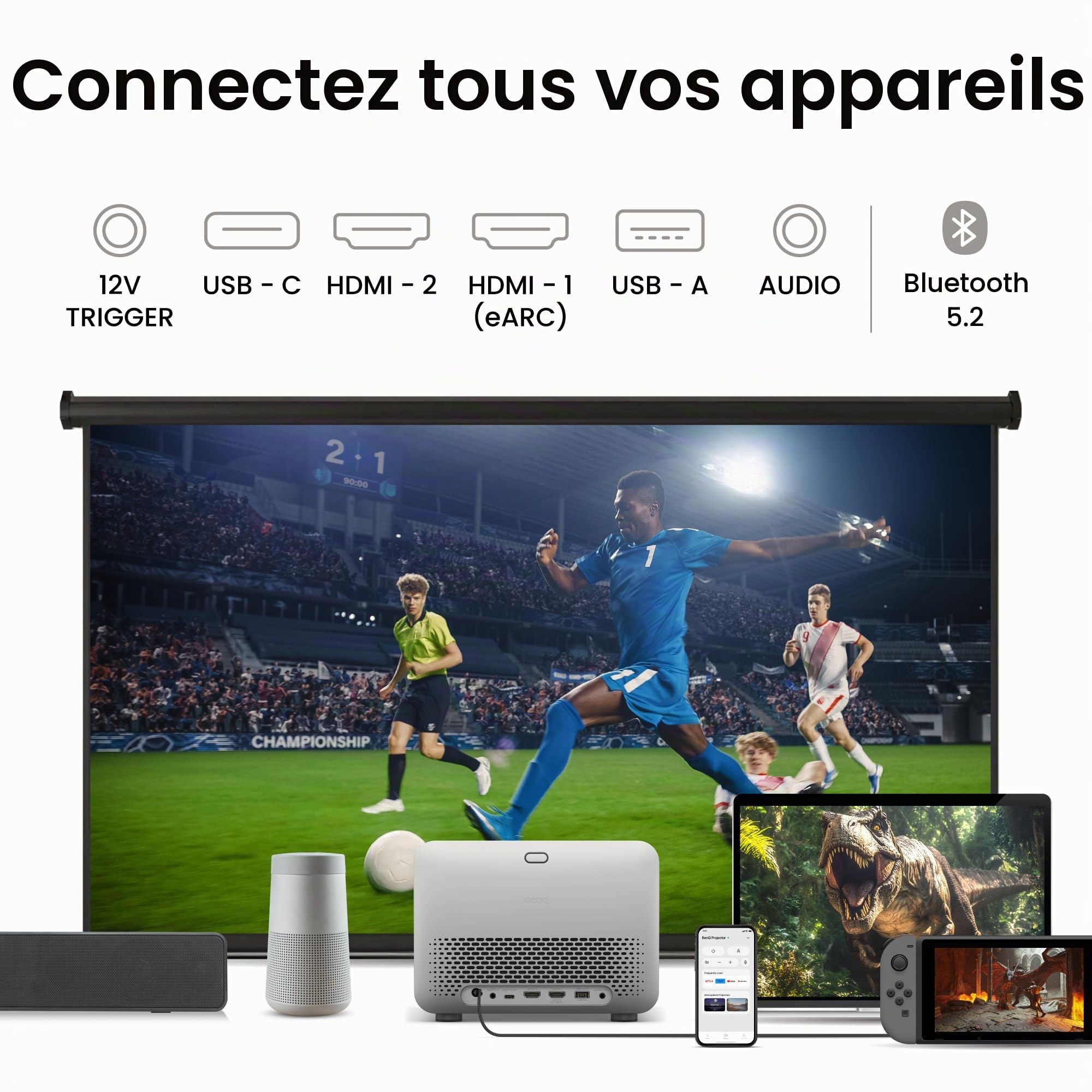 BenQ TK705STi Vidéoprojecteur 4K HDR Courte focale, 3000 lumens, Google TV
