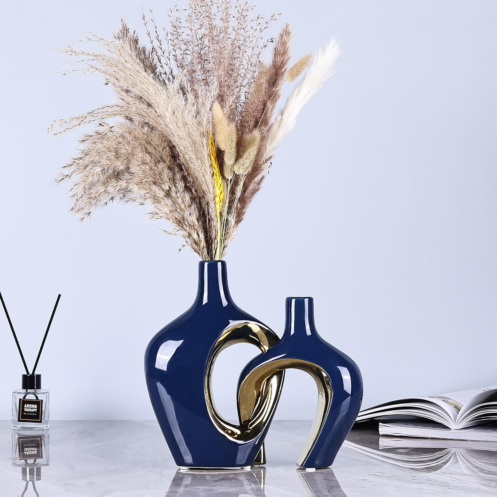 花瓶 ブルーとゴールド メイソンズ ブルーマンダレイ ゴールドマスク