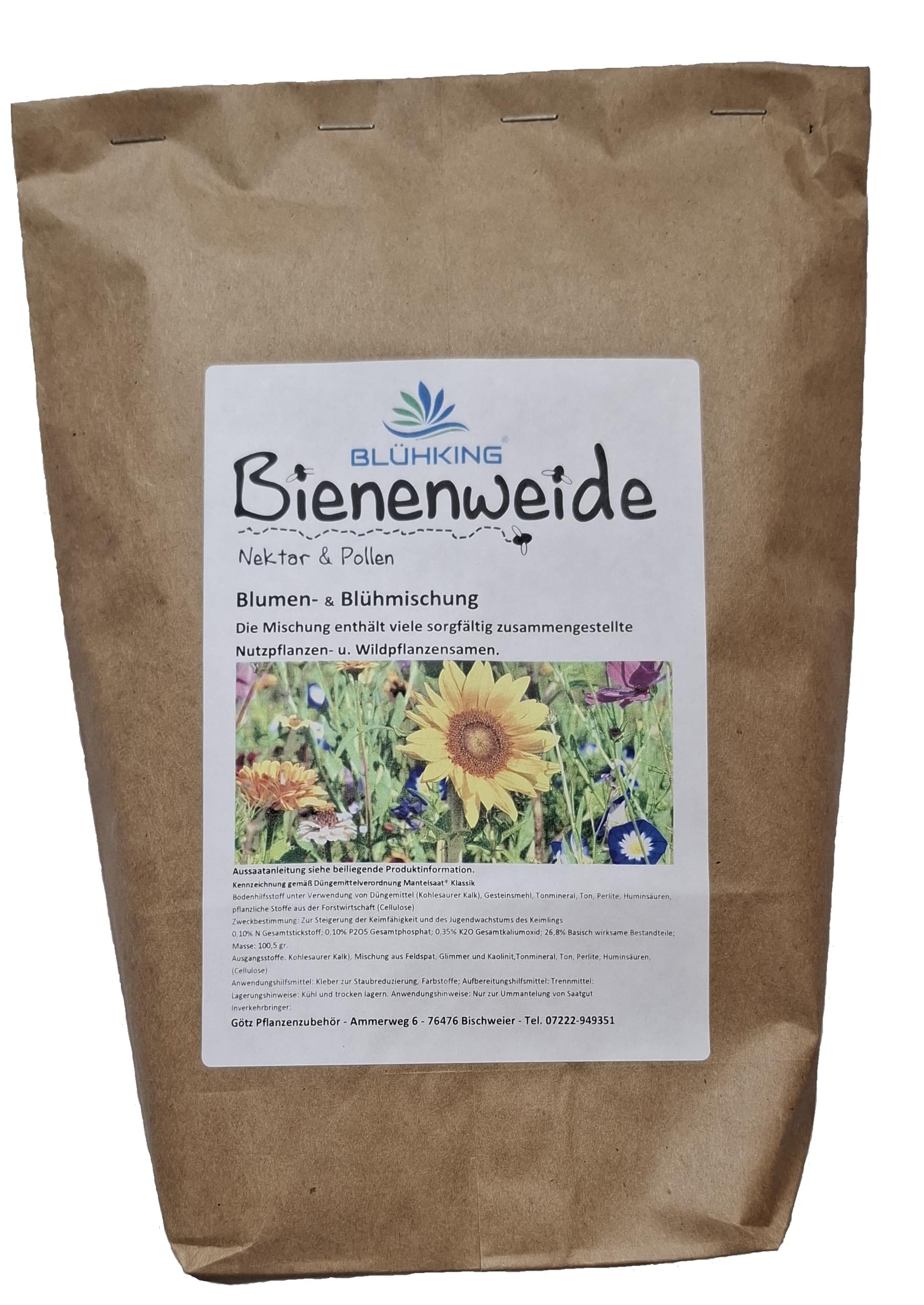 4kg Bienenweide Nektar&Pollen Blumenmischung Blumenwiese für ca. 4000m² | Nektar & Pollen, Blumenwiese, Für bis zu 4000m²