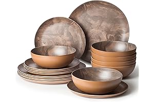 Earthly Olive Wood Melamine Dinnerware Set: A Symphony of Natural Charm and Practicality