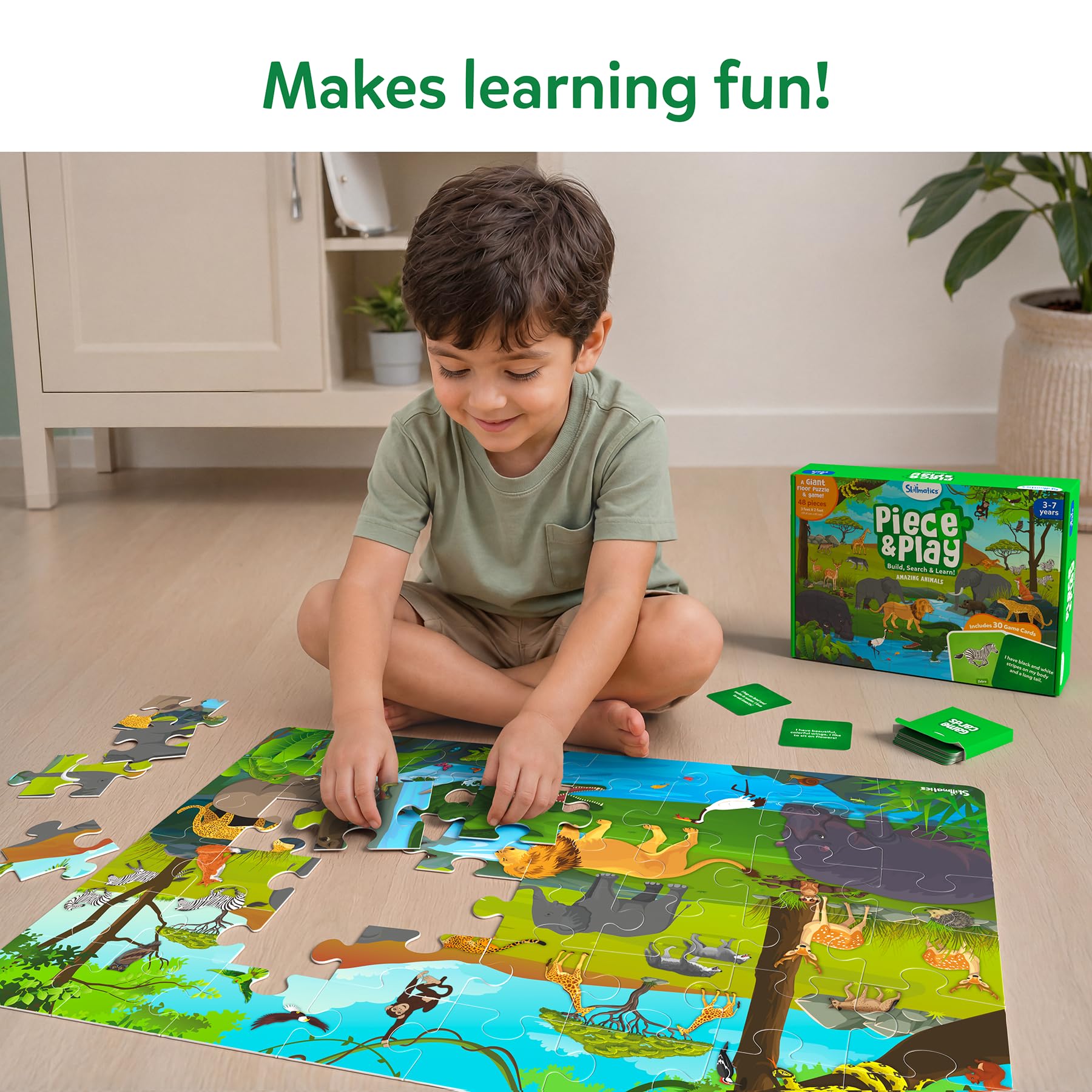Skillmatics Floor Puzzle & Game β Piece & Play Wild Animals 4