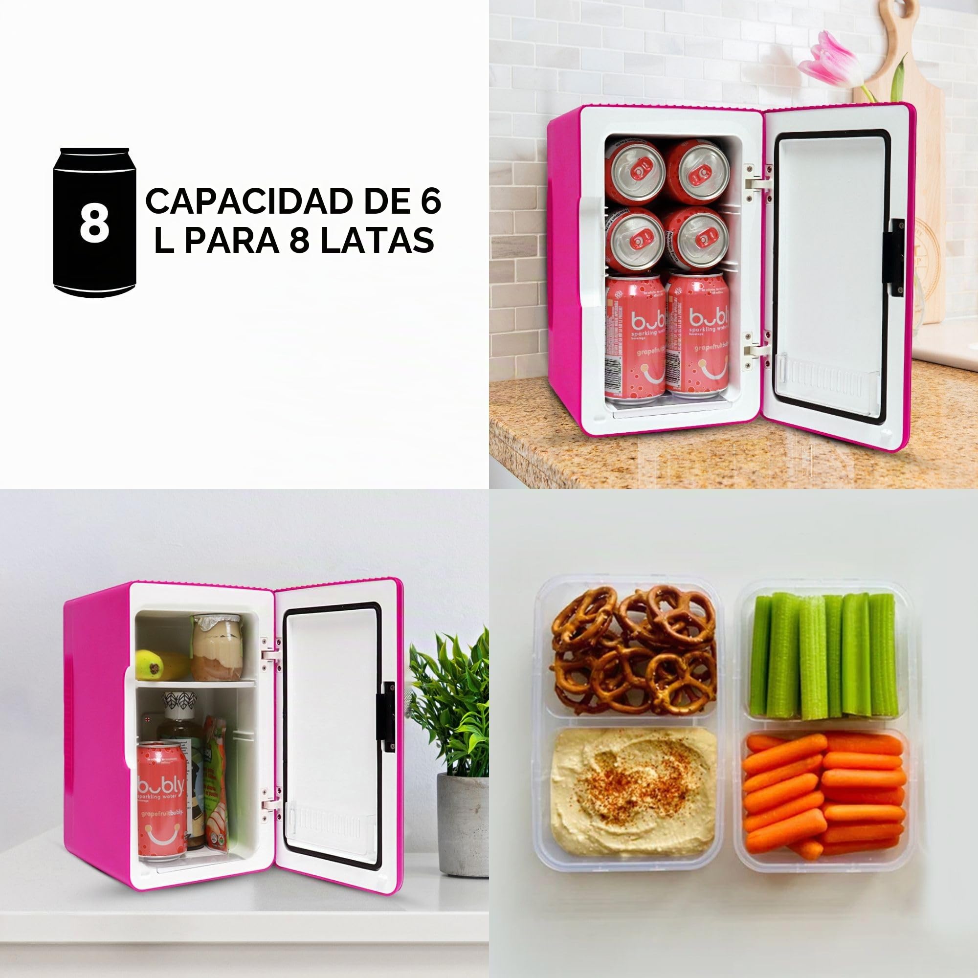 Koolatron Retro Mini Nevera 6L Pequeña Nevera para Dormitorio CA 220V/ CC 12V para Coche Enfriar y Calentar Mini refrigerador para Dormitorio, Oficina, Escritorio (Rosa)