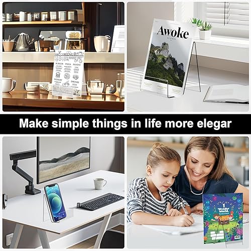 Miniatura 5 de Soporte de exhibición de acrílico para libros, soporte de exhibición de 4 x 3 pulgadas con repisa, caballete de acrílico transparente, soporte de