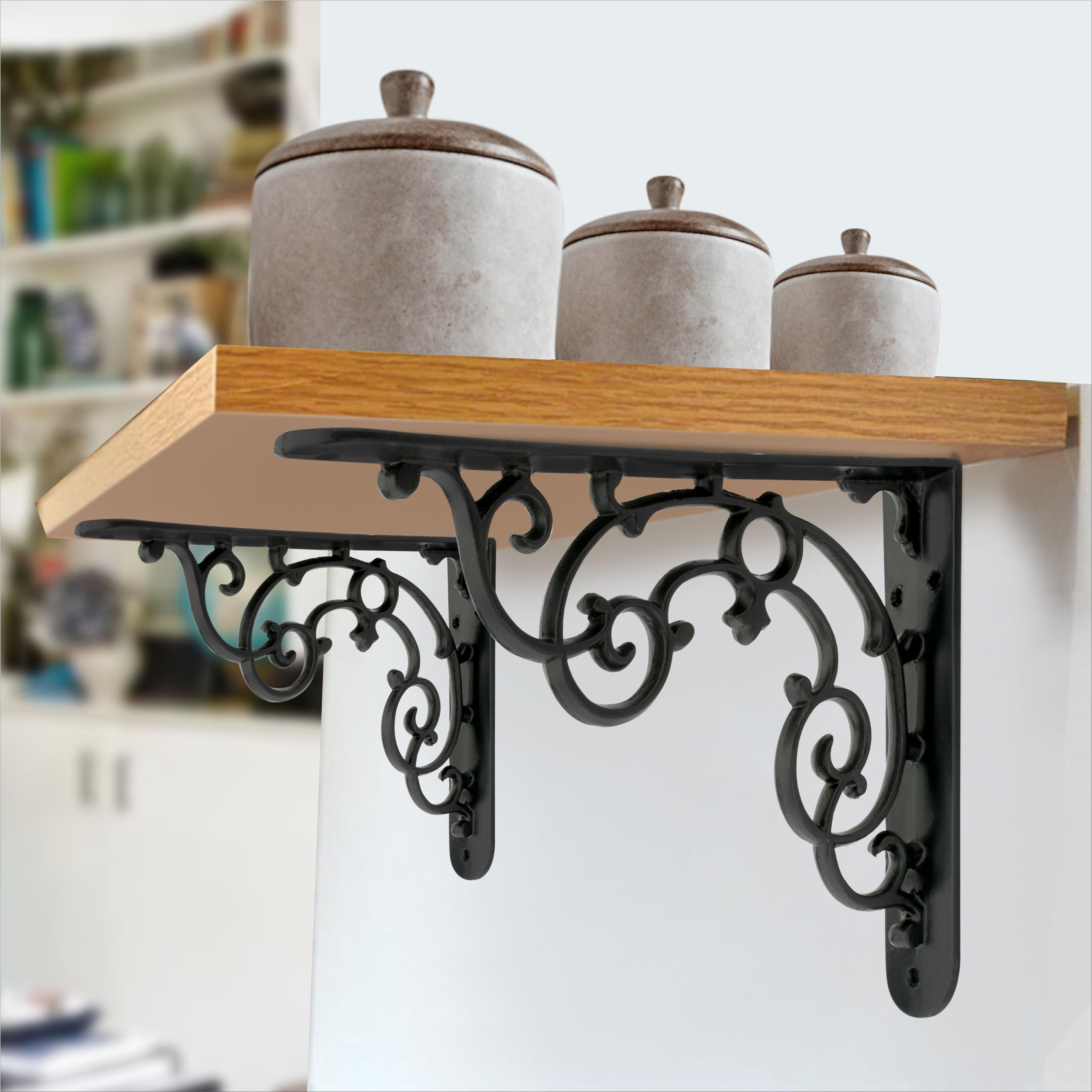 Metal Handcrafted Shelf Bracket for Floating Shelves L Angle Decorative L Shaped Corner Brace Joint Heavy Duty Wall Mounted Shelf Supporter Corner Brace Holder (Pack of 1 Pair) (B0D1YJVKK4) Amazon Price History, Amazon Price Tracker