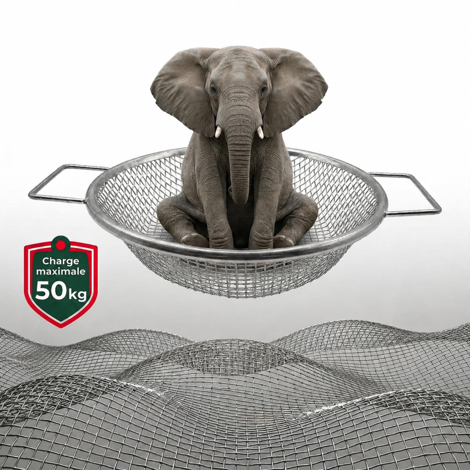 Tamis de jardin - Double poignées de 3,5 cm pour grandes mains - Diamètre : 30 cm - Pour seau de 18 l - Filet en acier galvanisé de 1 mm - Maille de 6 mm - Pour jardin et plantes en pot