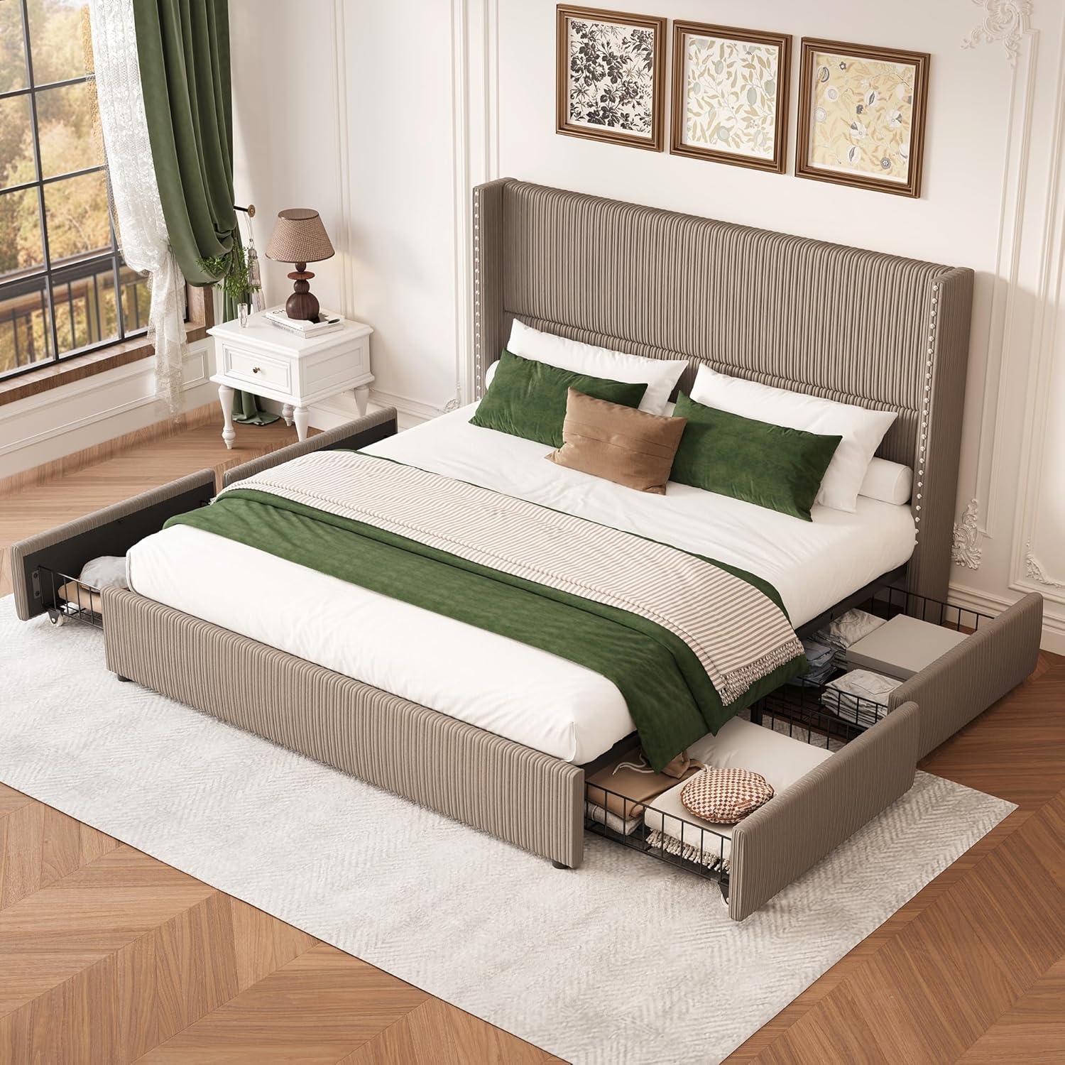 Exploded view of LARMACE King Size Bed Frame components