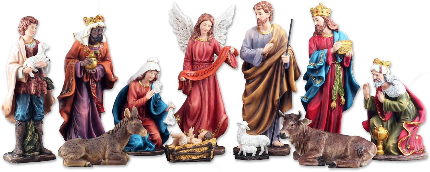 Catholic Gifts Holy Family Christmas Nativity Pastel Colored Scene 12 Inch 11-Piece Set