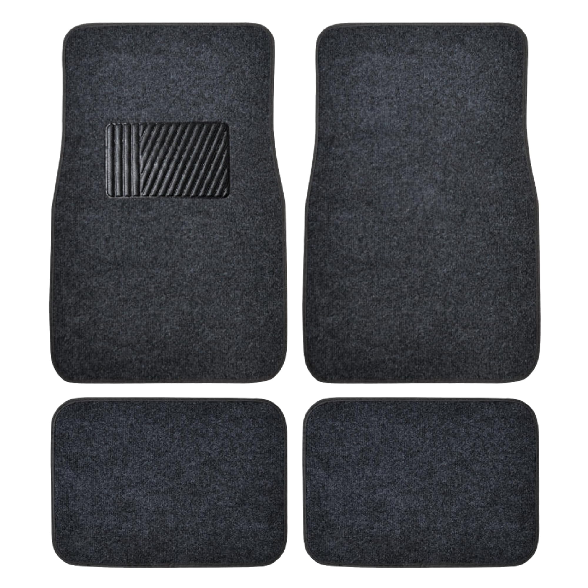 BDK Classic Carpet Floor Mats for Car & Auto - Universal Fit -Front & Rear with Heelpad (Dark Gray)