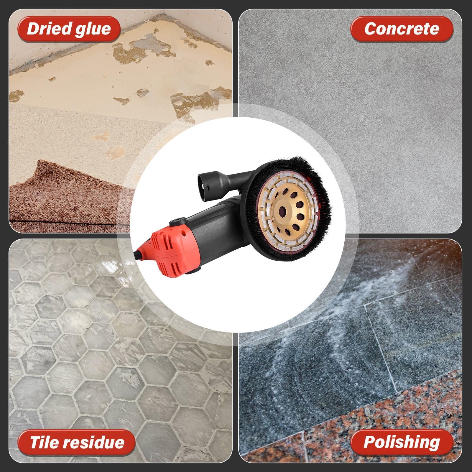Levigatrice per calcestruzzo, levigatrice per pavimenti, levigatrices multifunzione da 2200 W/150 mm con protezione antipolvere, doppia impugnatura, 6 velocità per calcestruzzo, cemento e pareti