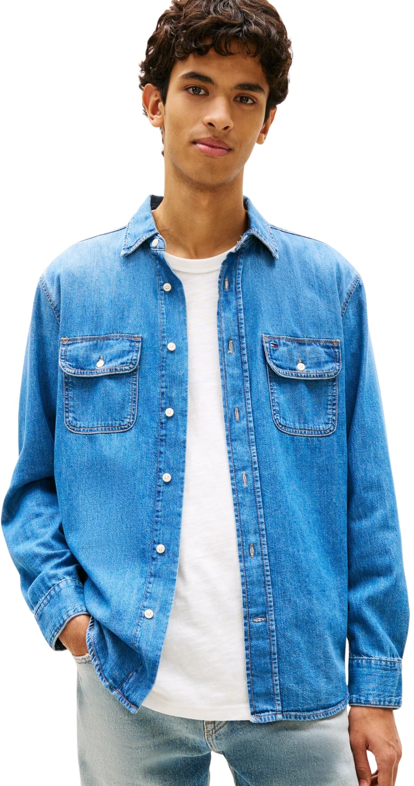 Tommy Jeans Relaxed Denim Shirt Ext Bj8037 Dm0dm23028 Camisa L/S Hombre (Pack de 1)
