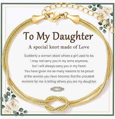 Tarsus Love Knot Daughter Bracelet, Daughter Jewelry Gifts from Mom | Daughter Birthday Christmas Mothers Day Valentines Gifts for Daughter Adults Teens