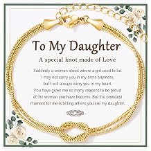 Tarsus Love Knot Daughter Bracelet, Daughter Birthday Valentines Mothers Day Christmas Jewelry Gifts for Women Teens Adults