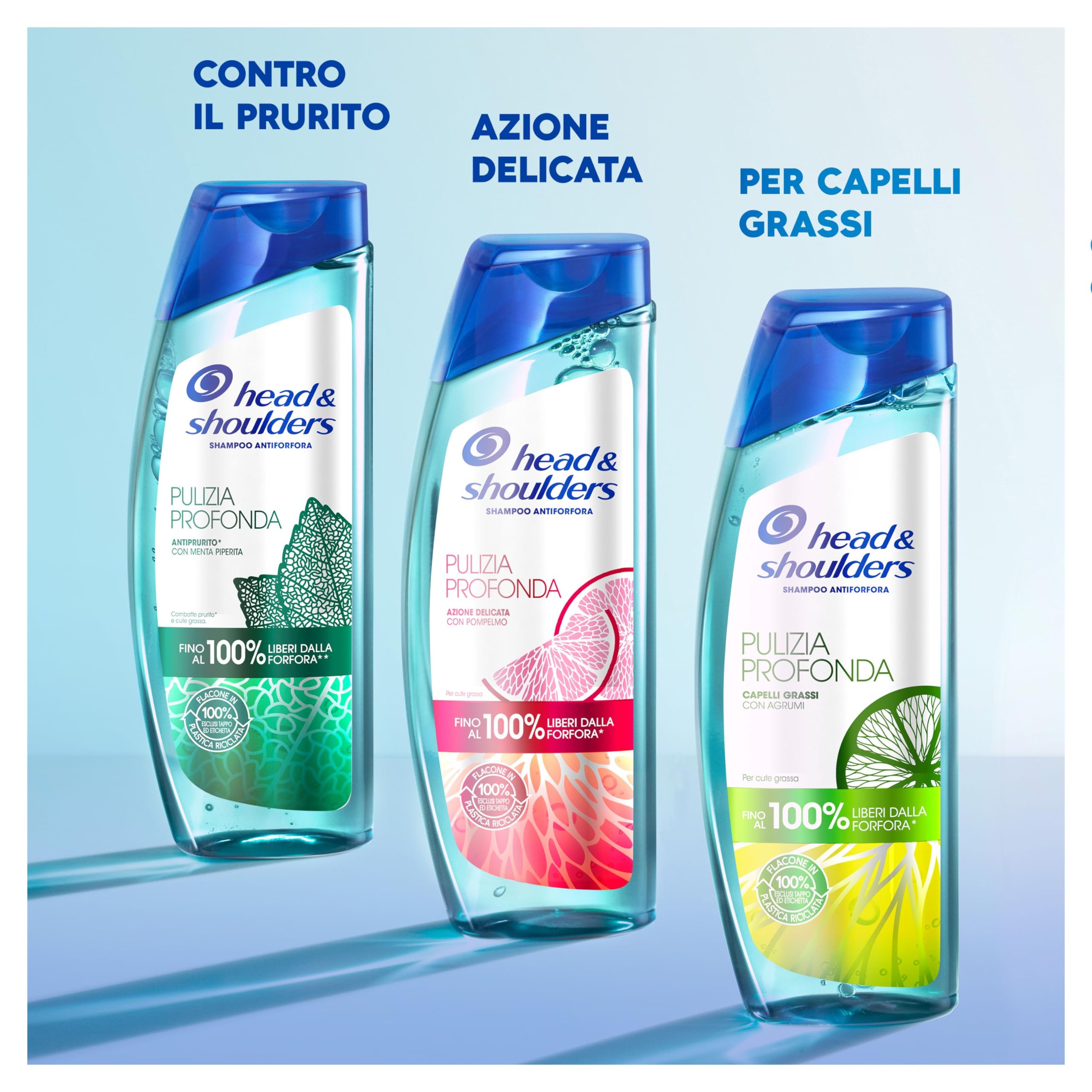 Shampoo Head & Shoulders Pulizia Profonda Antiprurito, Sollievo Contro La Forfora, Con Menta Piperita, Capelli Fino Al 100% Liberi Dalla Forfora, 6 x 250 ml