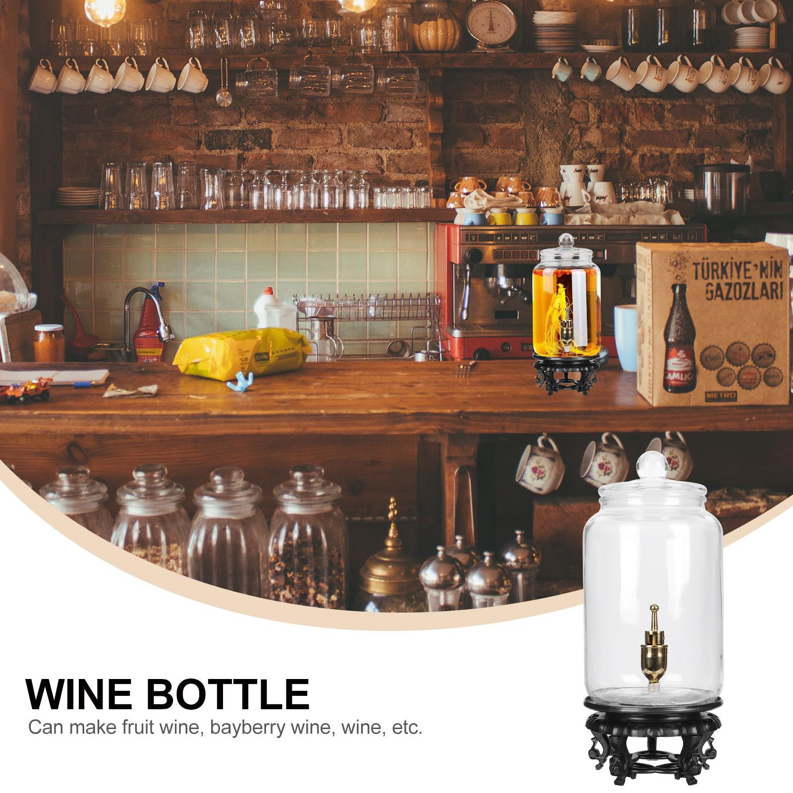 Abaodam Transparenter Glas Braubehälter 2,5l mit Zapfhahn und Abs Boden Versiegelte Weinflasche für Indoor und Outdoor zur Saft und Weinbereitung