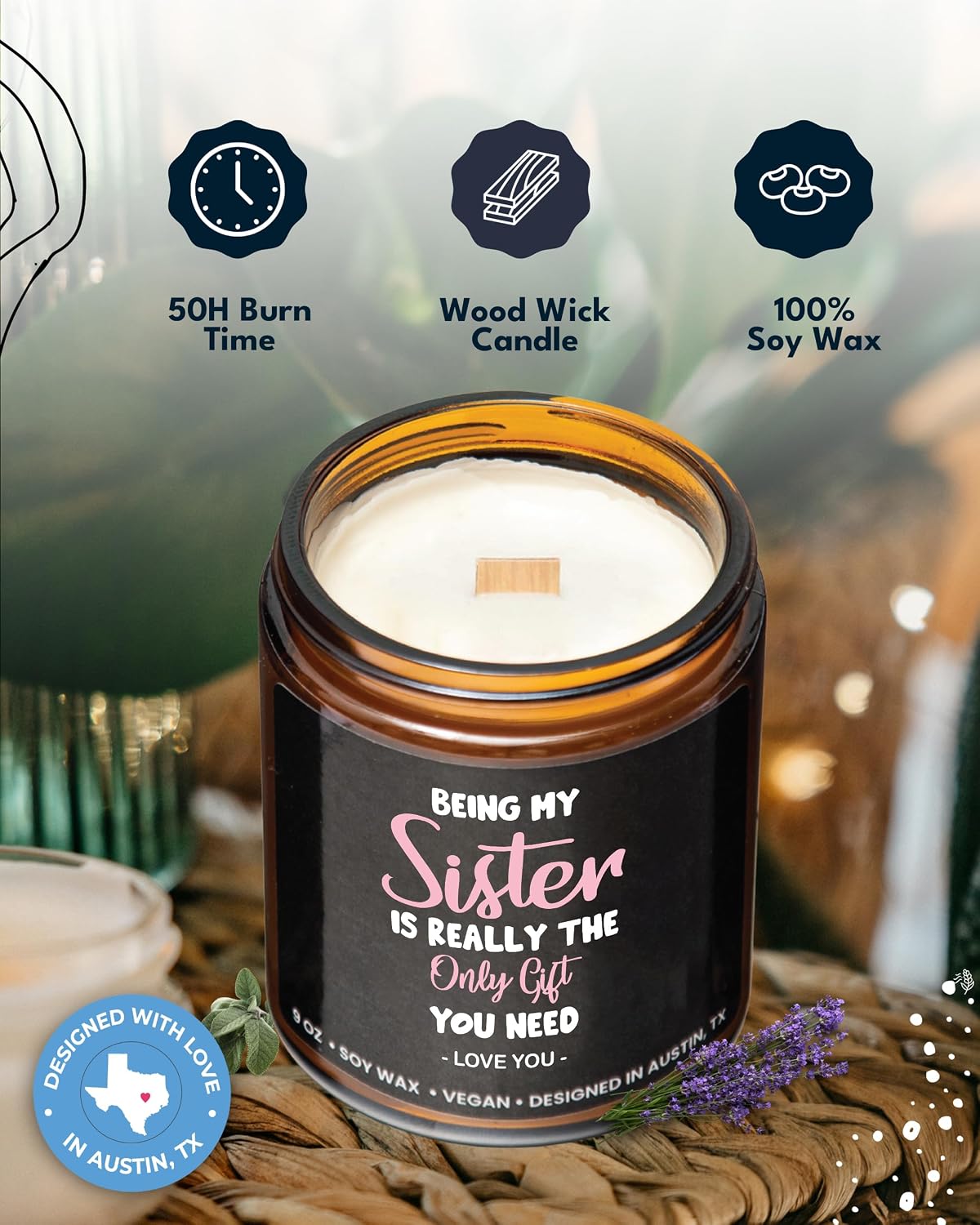 Funny Sister Candle, Best Sister Gifts from Sister, Unique Funny Gifts from Brother, Fun Best Friend Gift for Sis, Special Birthday Presents, Ideal for Christmas, Gift-Ready image 2