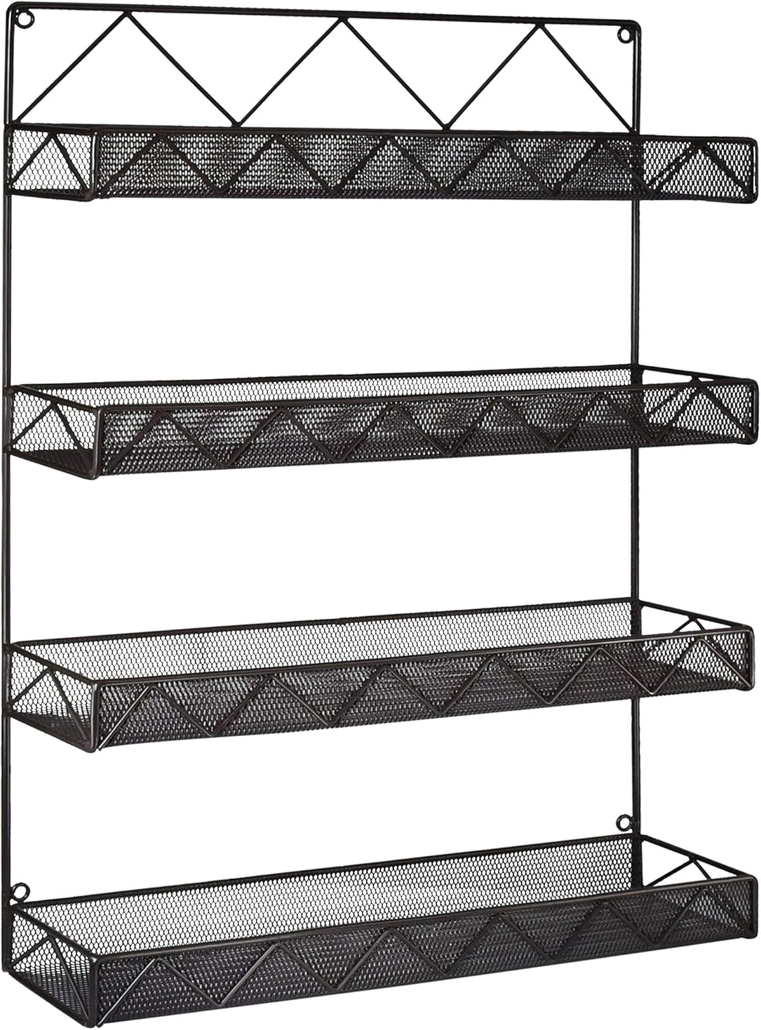 AMT 4 Tier Nail Rack, Pack Metal Wall Mount Organizer, Essential Oils Organizer, Pantry Cabinet Door Shelf Storage. Hanging Display for Spice Jars, Nail Polish, Cosmetic Beauty Bottles