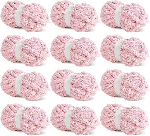 Vista 320 de HOMBYS Hilo de felpilla grueso y voluminoso para tejer a mano, hilo grueso y esponjoso para tejer a mano, hilo de felpa suave, paquete de 8