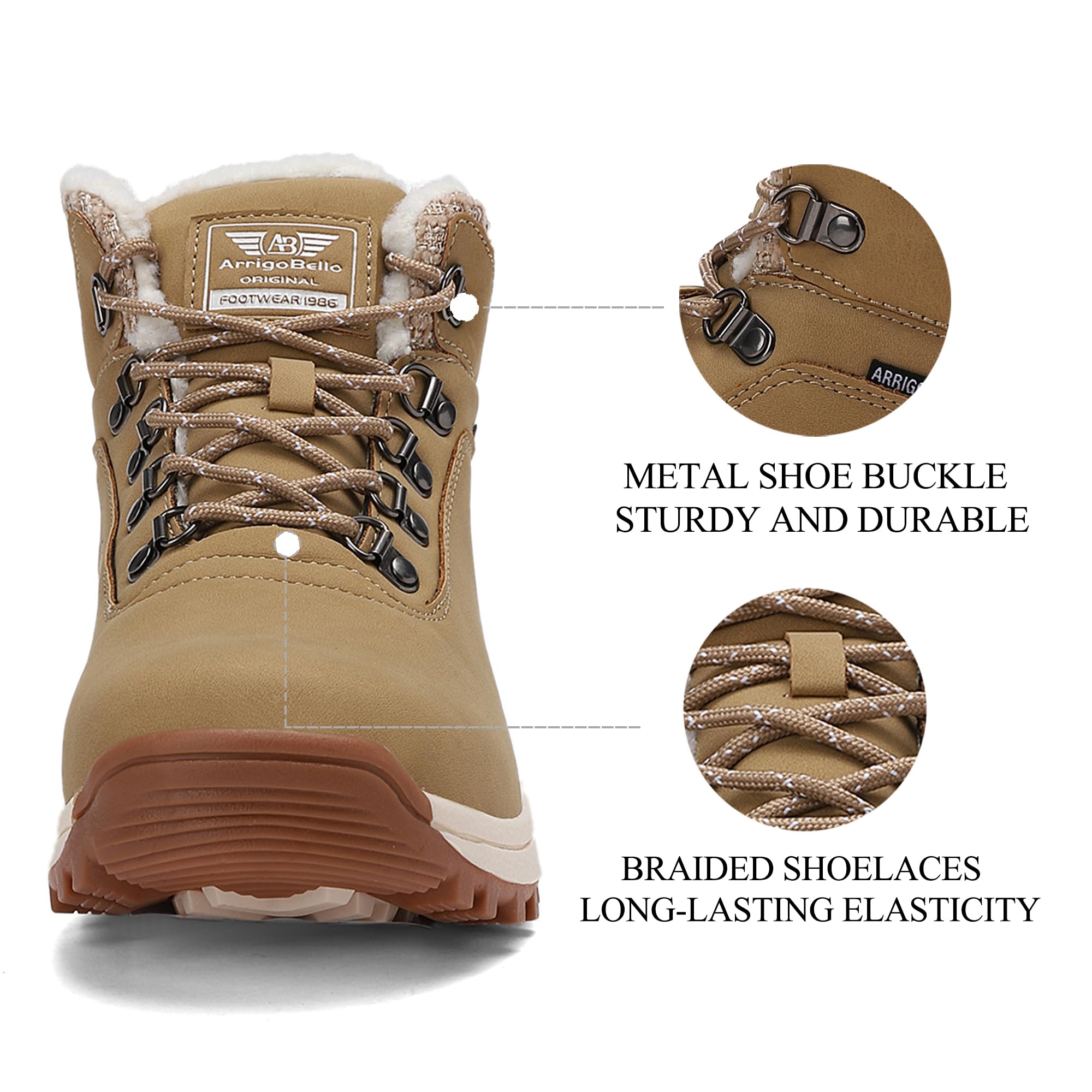 ARRIGO BELLO Scarpe Neve Scarponcini Donna invernali Antiscivolo Comode Caldi Foderati Snow Boots Outdoor Trekking Stivali Taglia 36-41