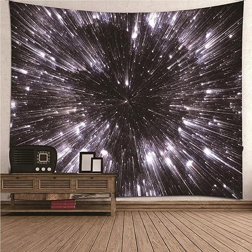 Aotiwe Tapestry Aesthetic Hanging Wall Art Meteor Pattern Polyester Black and White 350x256CM Indoor for Home