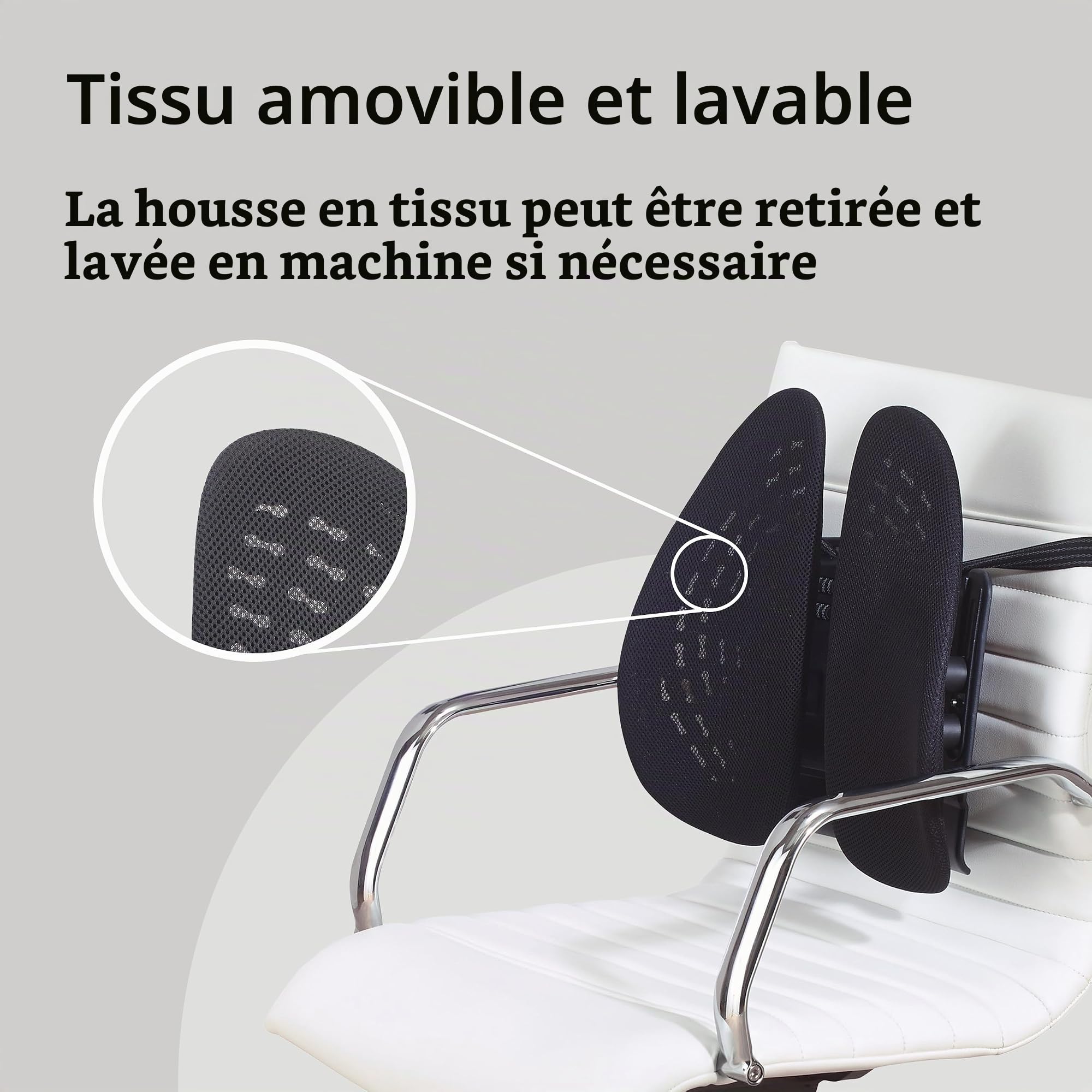 Kensington Soutien Lombaire - Coussin Adapté SmartFit - Ergonomie, Hauteur Ajustable, Soulagement de la Sciatique, Pour la Voiture ou la Chaise de Bureau (K60412WW)