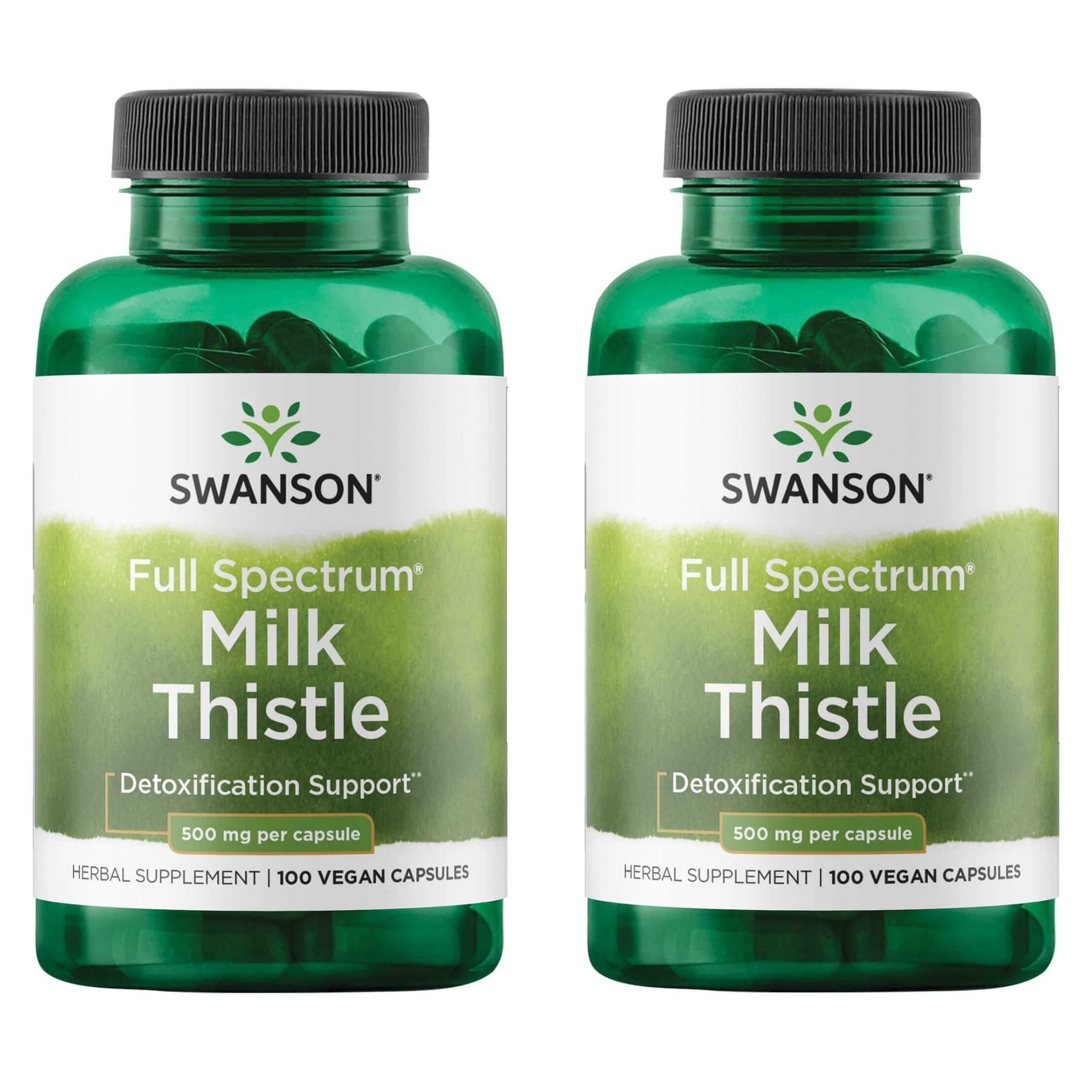 Swanson Full Spectrum Milk Thistle, 500 mg, 100 Vegan Capsules, 2 Pack