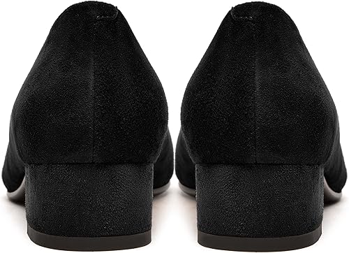 Miniatura 4 de FEMSTEP Zapatos de tacón bajo y grueso de piel de ante para mujer, para oficina, con punta cuadrada, 1.5 pulgadas