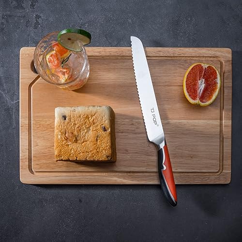 Miniatura 9 de TJ POP Cuchillo para tallar carne, cuchillo de rebanar de 8 pulgadas, diseño de espiga completa, hoja de acero alemán HC, mango antideslizante de