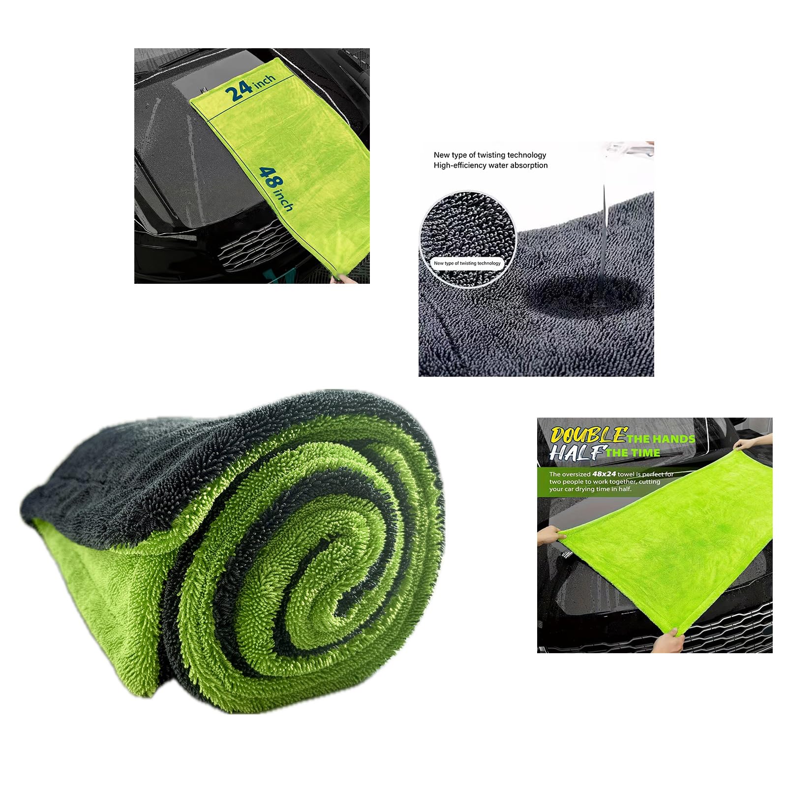 Toalla de limpieza de coche resistente, 3 L, absorción de agua, sin costuras, para lavado de vehículos, uso profesional, toalla de microfibra de alta absorción