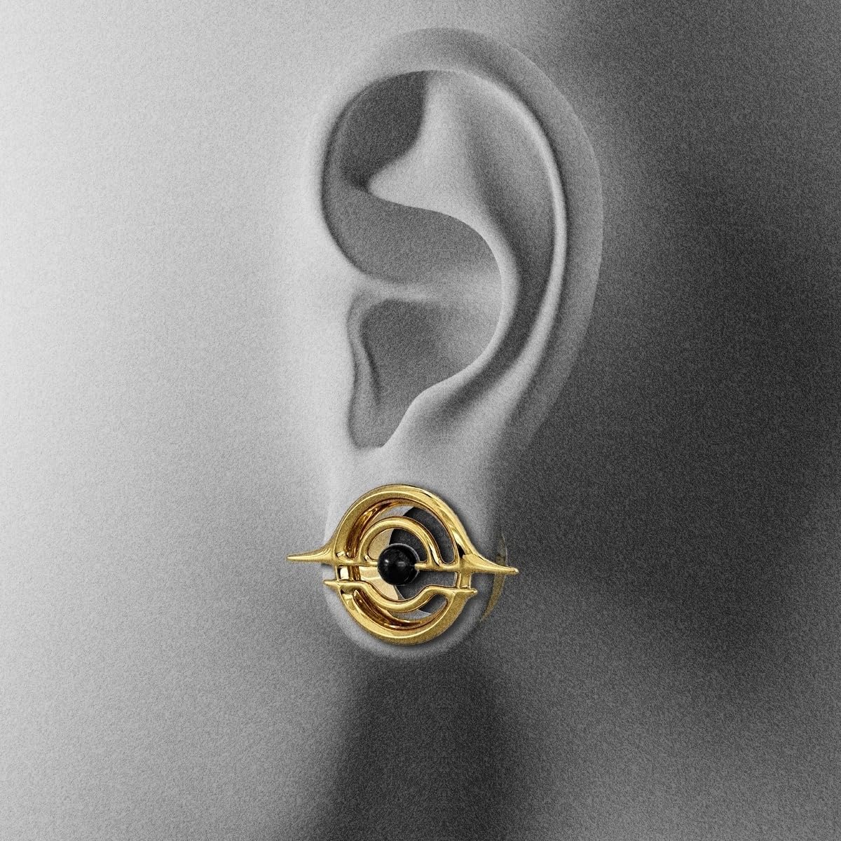 PUNKYOUTH Ethereal Orbit Ear Tunnels – Celestial Core Plugs with Floating Gemstone, Amethyst Obsidian Astral Gauge Jewelry for Women Men, 8mm–16mm Stretched Piercing