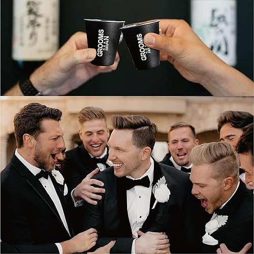 Miniatura 6 de PartyGifts&beyond 7 vasos de chupito para despedida de soltero de 2 onzas de acero inoxidable para padrinos de boda